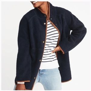 Old Navy Long Sherpa Faux-Suede Lined Coat in Navy